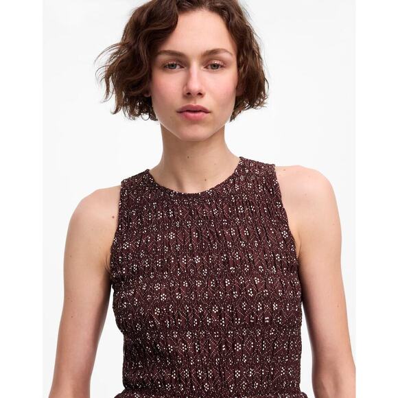Madewell Daisy Print Melody Smocked Midi Dress NV483 Dusty Plum Size XXS NWT - Picture 4 of 6